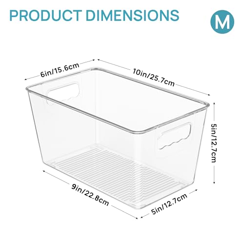 Vtopmart 6 Pack Clear Storage Bins, Pantry Cabinet Organizer Bins with Handle for Pantry Organizer and Storage, Plastic Bins for Fridge, Cabinet, Kitchen, Countertops, Cupboard, Freezer, Medium - My Kitchen Products