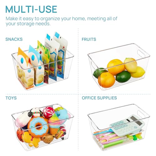 Vtopmart 6 Pack Clear Storage Bins, Pantry Cabinet Organizer Bins with Handle for Pantry Organizer and Storage, Plastic Bins for Fridge, Cabinet, Kitchen, Countertops, Cupboard, Freezer, Medium - My Kitchen Products