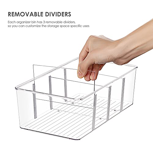 Vtopmart 8 Pack Food Storage Organizer Bins, Clear Plastic Bins for Pantry, Kitchen, Fridge, Cabinet Organization and Storage, 4 Compartment Holder for Packets, Snacks, Pouches, Spice Packets - My Kitchen Products