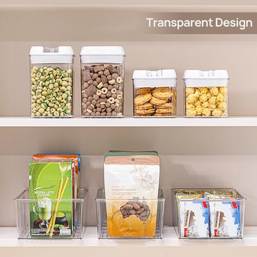 Vtopmart 8 Pack Food Storage Organizer Bins, Clear Plastic Bins for Pantry, Kitchen, Fridge, Cabinet Organization and Storage, 4 Compartment Holder for Packets, Snacks, Pouches, Spice Packets - My Kitchen Products