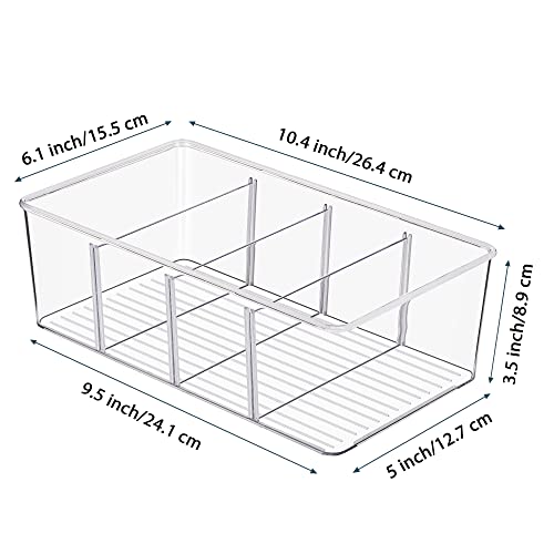 Vtopmart 8 Pack Food Storage Organizer Bins, Clear Plastic Bins for Pantry, Kitchen, Fridge, Cabinet Organization and Storage, 4 Compartment Holder for Packets, Snacks, Pouches, Spice Packets - My Kitchen Products