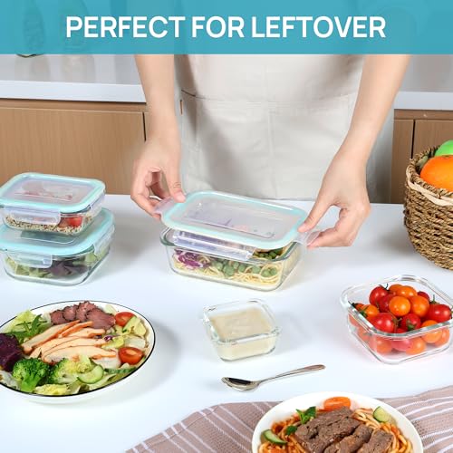 Vtopmart 8 Pack Glass Food Storage Containers with Airtight Lids, Glass Meal Prep Containers, Lunch Office Meal for Microwave, Oven, Freezer and Dishwasher, BPA Free - My Kitchen Products