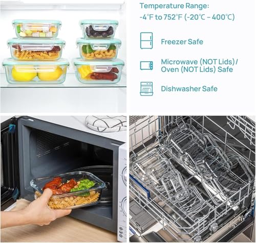 Vtopmart 8 Pack Glass Food Storage Containers with Airtight Lids, Glass Meal Prep Containers, Lunch Office Meal for Microwave, Oven, Freezer and Dishwasher, BPA Free - My Kitchen Products