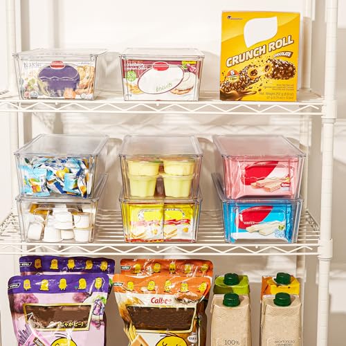 Vtopmart 8pcs Clear Organizers and Storage Bins with Lids, Stackable Plastic Storage Containers with Handles for Fridge, Freezer, Pantry, Cabinet, Kitchen Organization - My Kitchen Products