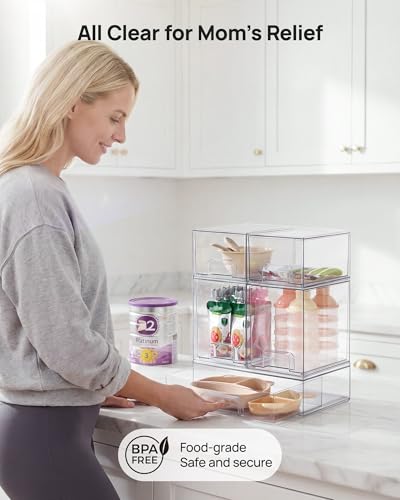 Vtopmart Stackable Storage Drawers Set of 5, Clear Plastic Organizer Bins for Baby Bottle, Beauty Supplies Storage, Ideal for Kichen Countertop, Vanity, Bathroom, Cabinet, Pantry Organization - My Kitchen Products