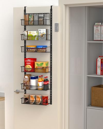 VyGrow 12.3" W Narrow Over the Door Pantry Organizer, 6-Tier Over the Door Organizer with Adjustable