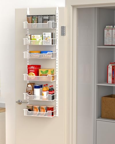 VyGrow 12.3" W Narrow Over the Door Pantry Organizer, 6-Tier Over the Door Organizer with Adjustable
