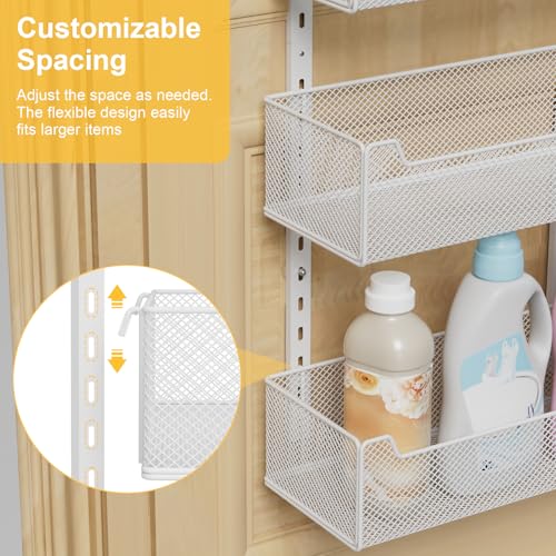 VyGrow Over the Door Organizer, 8-Tier Pantry Organizer with Fully Enclosed Mesh Baskets, Heavy-Duty Metal Hanging Spice Rack for Kitchen Bathroom Laundry Room, 2-in-1 Wall Mount or Door Mount, White - My Kitchen Products