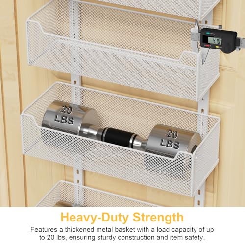 VyGrow Over the Door Organizer, 8-Tier Pantry Organizer with Fully Enclosed Mesh Baskets, Heavy-Duty Metal Hanging Spice Rack for Kitchen Bathroom Laundry Room, 2-in-1 Wall Mount or Door Mount, White - My Kitchen Products