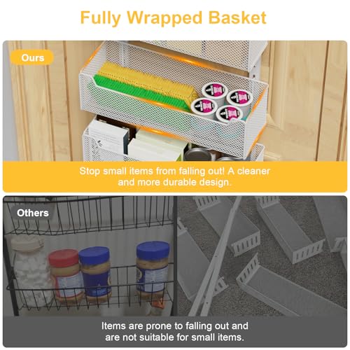 VyGrow Over the Door Organizer, 8-Tier Pantry Organizer with Fully Enclosed Mesh Baskets, Heavy-Duty Metal Hanging Spice Rack for Kitchen Bathroom Laundry Room, 2-in-1 Wall Mount or Door Mount, White - My Kitchen Products