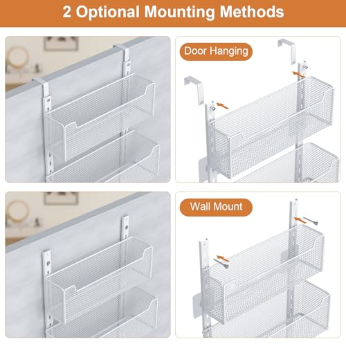 VyGrow Over The Door Organizer, Metal Door Organizer Hanging with 5 Adjustable Baskets and Coat Hook, Behind The Door Storage for Bedroom Closet Bathroom Pantry Cabinet Kitchen, White - My Kitchen Products