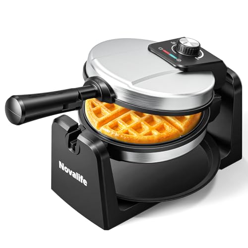 Waffle Maker, Rotating Belgian Waffle Maker, 180° Flip Waffle Iron, Non-Stick Plate, Adjustable Browning Control, Foldable Cool Touch Handle, Removable Drip Tray, Space Saving Storage, Stainless Steel - My Kitchen Products