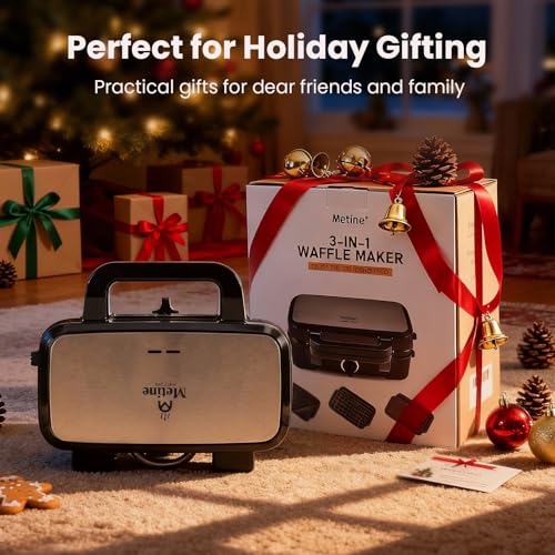 Waffle Maker with Removable Plates, 3-in-1 Sandwich maker and waffle and pancake maker, Nonstick Plates, 5-Level Browning Control & Ready Indicator Lights, Easy to Clean for Family Breakfast - My Kitchen Products