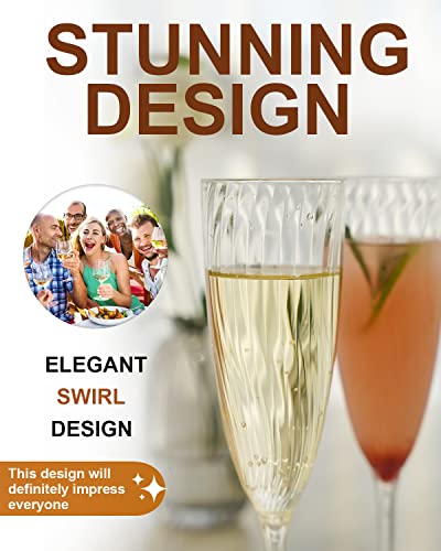 Walee Koky Plastic Champagne Flutes, 36 PCS Clear Disposable Wine Glasses Reusable Plastic Cocktail Cups for Home Daily Life Party Birthday Wedding Toasting Drinking Champagne(6 oz) - My Kitchen Products