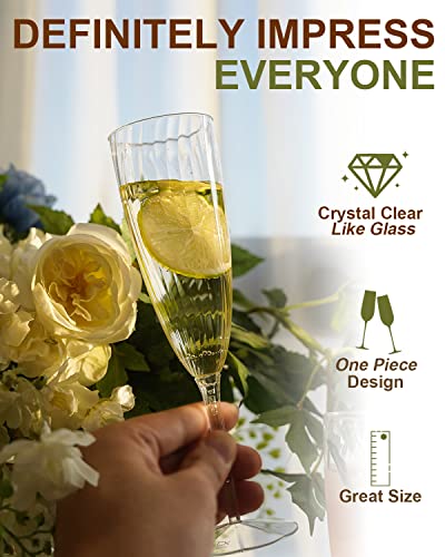 Walee Koky Plastic Champagne Flutes, 36 PCS Clear Disposable Wine Glasses Reusable Plastic Cocktail Cups for Home Daily Life Party Birthday Wedding Toasting Drinking Champagne(6 oz) - My Kitchen Products