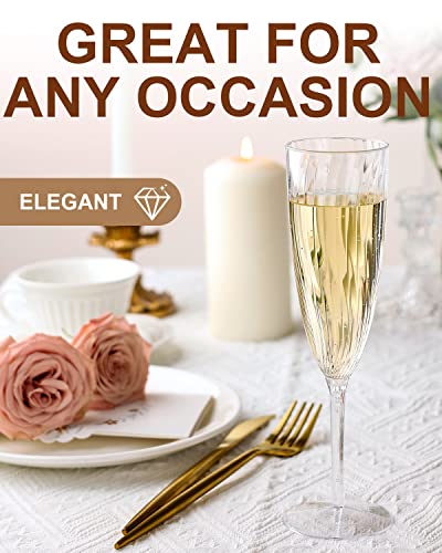 Walee Koky Plastic Champagne Flutes, 36 PCS Clear Disposable Wine Glasses Reusable Plastic Cocktail Cups for Home Daily Life Party Birthday Wedding Toasting Drinking Champagne(6 oz) - My Kitchen Products