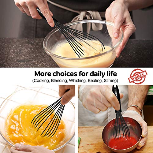 Walfos Silicone Whisk,Stainless Steel Wire Whisk Set of 3 -Heat Resistant 480°F Kitchen Whisks for Non-stick Cookware,Balloon Egg Beater Perfect for Blending,Whisking,Beating,Frothing & Stirring,Black - My Kitchen Products