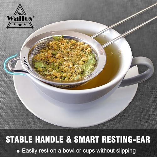 Walfos Small Fine Mesh Strainer for Cocktail & Tea, Mini Stainless Steel Sieve with Handle, 3.15 Inch Metal Strainers for Juicing, Coffee, Drinks, Tea Herbs - My Kitchen Products