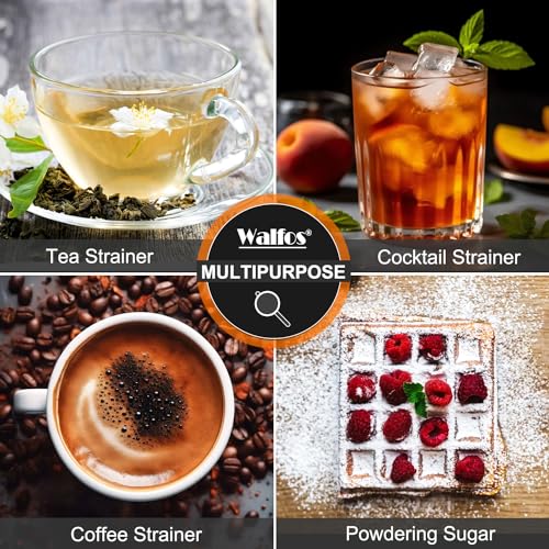Walfos Small Fine Mesh Strainer for Cocktail & Tea, Mini Stainless Steel Sieve with Handle, 3.15 Inch Metal Strainers for Juicing, Coffee, Drinks, Tea Herbs - My Kitchen Products