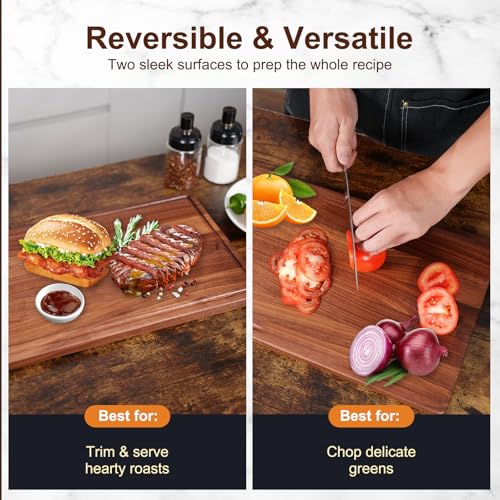 Walnut Wooden Cutting Boards for Kitchen, Solid Wood Cutting Board Set - Charcuterie & Chopping Butcher Block for Meat - Kitchen Gadgets Gift (Walnut 17in*12in) - My Kitchen Products