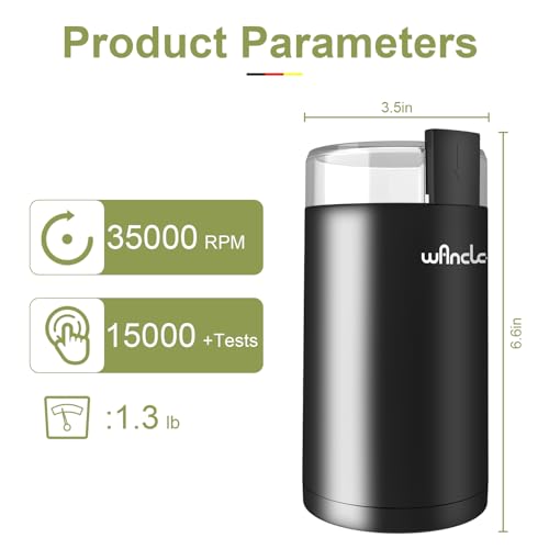 Wancle Electric Coffee Grinder, Spice Grinder, One Touch Coffee Mill for Beans, Spices and More, with Clean Brush Black - My Kitchen Products