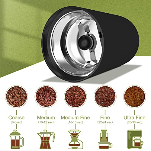 Wancle Electric Coffee Grinder, Spice Grinder, One Touch Coffee Mill for Beans, Spices and More, with Clean Brush Black - My Kitchen Products