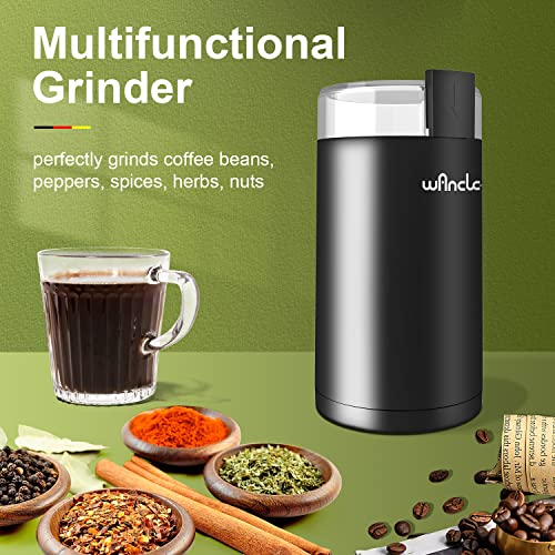 Wancle Electric Coffee Grinder, Spice Grinder, One Touch Coffee Mill for Beans, Spices and More, with Clean Brush Black - My Kitchen Products