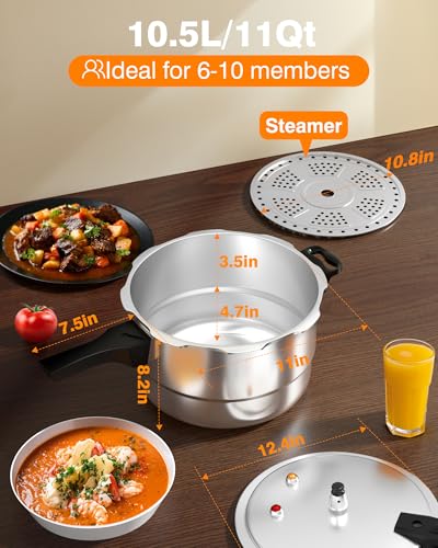 WantJoin 11Qt Aluminum Pressure Cooker w/Release Valve & Multiple Protective Devices,Pressure Canner Compatible with Gas & Induction Cooker,Canner Rack Included - My Kitchen Products