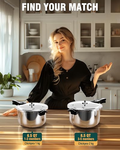 WantJoin Pressure Cooker, 8 Quart Stainless Steel Pressure Canner, Induction Compatible Cookware with Spring Valve Safeguard Devices,Compatible with Gas & Induction Cooker - My Kitchen Products