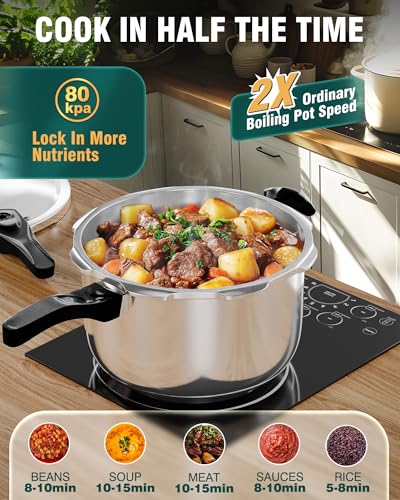 WantJoin Pressure Cooker, 8 Quart Stainless Steel Pressure Canner, Induction Compatible Cookware with Spring Valve Safeguard Devices,Compatible with Gas & Induction Cooker - My Kitchen Products