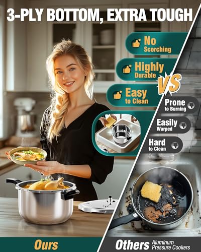 WantJoin Pressure Cooker, 8 Quart Stainless Steel Pressure Canner, Induction Compatible Cookware with Spring Valve Safeguard Devices,Compatible with Gas & Induction Cooker - My Kitchen Products