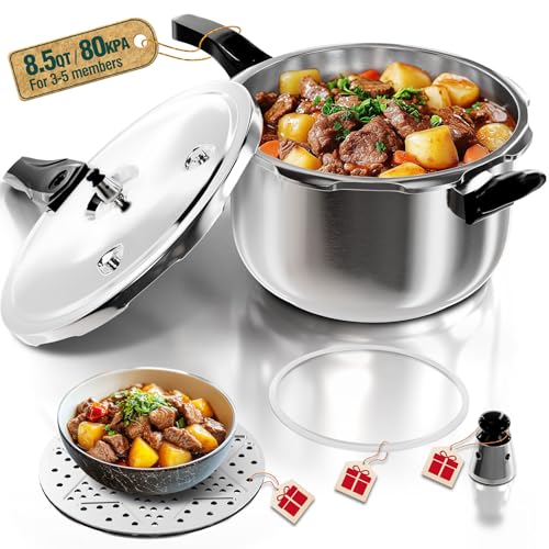 WantJoin Pressure Cooker, 8 Quart Stainless Steel Pressure Canner, Induction Compatible Cookware with Spring Valve Safeguard Devices,Compatible with Gas & Induction Cooker - My Kitchen Products