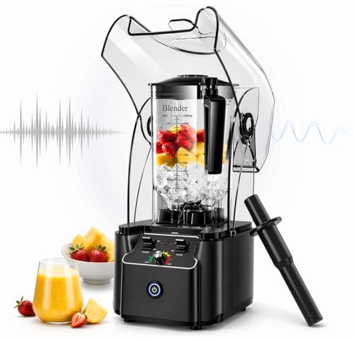 WantJoin Professional Commercial Blender With Shield Quiet Sound Enclosure 2200W Industries Strong and Quiet Professional-Grade Power, Self-Cleaning, Black - My Kitchen Products