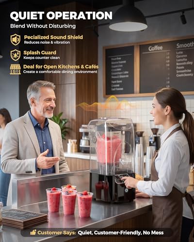 WantJoin Professional Commercial Blender With Shield Quiet Sound Enclosure 2200W Industries Strong and Quiet Professional-Grade Power, Self-Cleaning, Black - My Kitchen Products