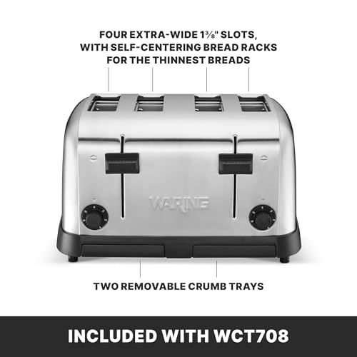 Waring Commercial 4-Slot Toaster, Professional Light-Duty Pop-Up Bread Toaster, with Defrost Function for Commercial Kitchens, 120V WCT708 - My Kitchen Products