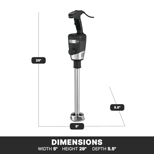 Waring Commercial Big Stix Heavy Duty Stick Immersion Hand Held Blender, 14" Removable Shaft, 1 HP, 750 Watt, Variable Speed Motor, Professional Restaurant Grade, 15 Gal Capacity, 120V, 5-15P WSB55, Black/Silver - My Kitchen Products