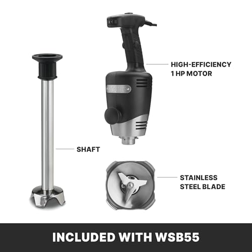 Waring Commercial Big Stix Heavy Duty Stick Immersion Hand Held Blender, 14" Removable Shaft, 1 HP, 750 Watt, Variable Speed Motor, Professional Restaurant Grade, 15 Gal Capacity, 120V, 5-15P WSB55, Black/Silver - My Kitchen Products
