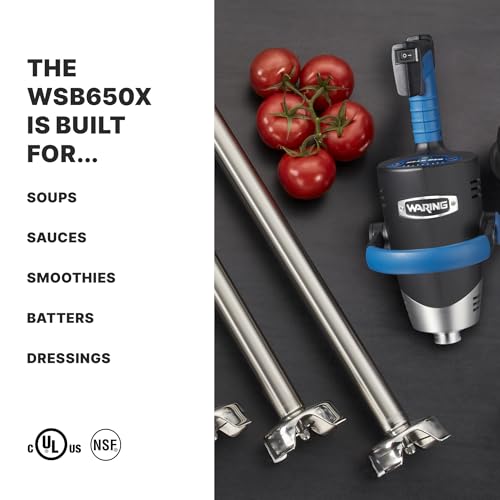Waring Commercial EvolutionX Immersion Blender, 1.5 Horsepower Motor, 18" Stainless Steel Shaft, Variable Speed, 35-Gallon Capacity, for Professional Hand Blender for Kitchens & Catering, WSB650X - My Kitchen Products