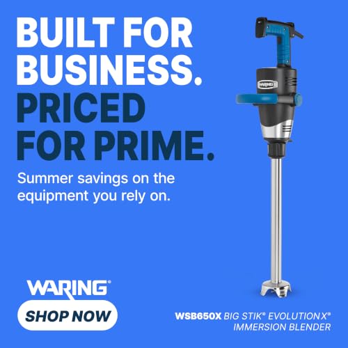 Waring Commercial EvolutionX Immersion Blender, 1.5 Horsepower Motor, 18" Stainless Steel Shaft, Variable Speed, 35-Gallon Capacity, for Professional Hand Blender for Kitchens & Catering, WSB650X - My Kitchen Products