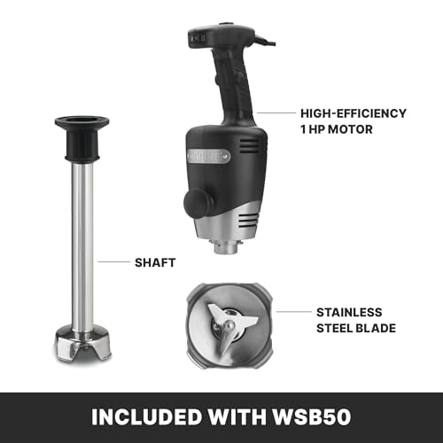 Waring Commerical WSB50 Big Stix Heavy Duty Immersion Blender, 12" Removable Shaft, 1 HP/700 Watt Variable Speed Motor, 120V, 5-15 Phase Plug,Black/Silver - My Kitchen Products