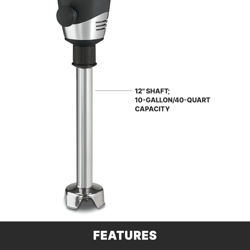 Waring Commerical WSB50 Big Stix Heavy Duty Immersion Blender, 12" Removable Shaft, 1 HP/700 Watt Variable Speed Motor, 120V, 5-15 Phase Plug,Black/Silver - My Kitchen Products