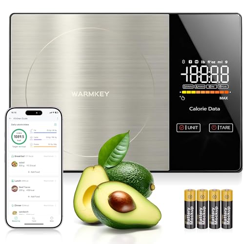 WARMKEY Smart Nutrition Food Scale with App - 1g Precision Digital Kitchen Scale, Tracks Calories & 24 Nutrients, Macros, Fat & Protein for Keto, Fitness & Meal Prep, 11lb/5kg with Tare Function - My Kitchen Products