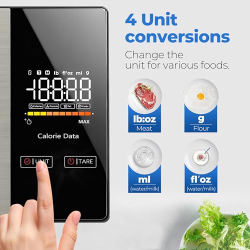WARMKEY Smart Nutrition Food Scale with App - 1g Precision Digital Kitchen Scale, Tracks Calories & 24 Nutrients, Macros, Fat & Protein for Keto, Fitness & Meal Prep, 11lb/5kg with Tare Function - My Kitchen Products