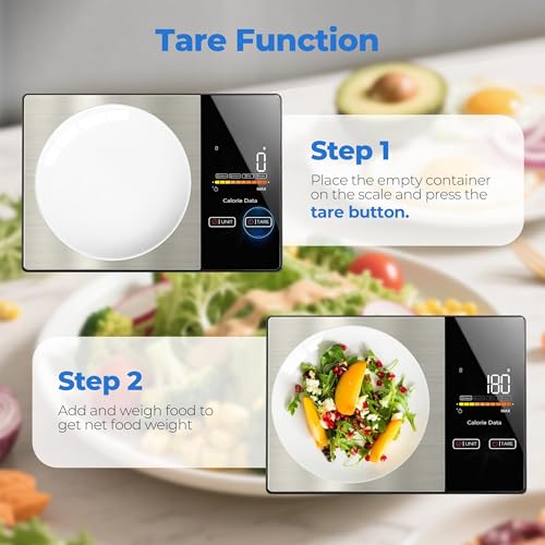 WARMKEY Smart Nutrition Food Scale with App - 1g Precision Digital Kitchen Scale, Tracks Calories & 24 Nutrients, Macros, Fat & Protein for Keto, Fitness & Meal Prep, 11lb/5kg with Tare Function - My Kitchen Products