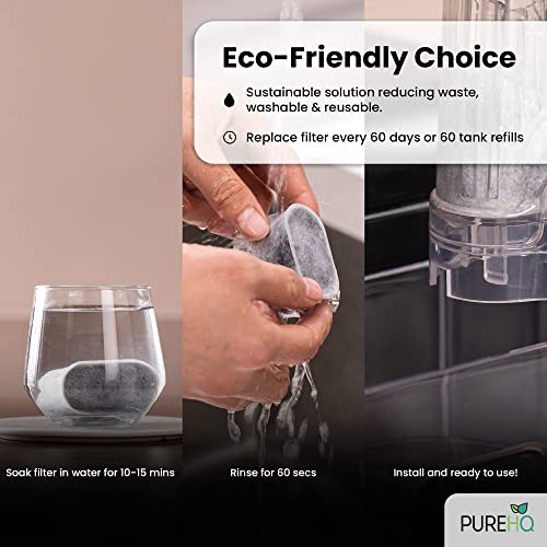 Water Filter for Ninja Dual Brew Coffee Maker and Ninja Single Serve Pods Grounds by PureHQ - Compatible with DualBrew Pro CFP301 CFP307 CFN601 - Includes Holder, 3 Pack of Charcoal Water Filters - My Kitchen Products