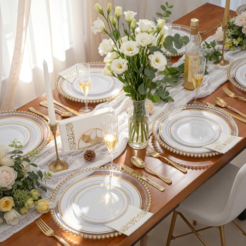 WDF300 Pieces Gold Plastic Silverware - Heavy Duty Disposable Cutlery Set Plastic Gold Silverware Set Includes 100 Forks, 100 Spoons, 100 Knives for Party Baby Shower Wedding Spring - My Kitchen Products