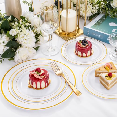 WDF300 Pieces Gold Plastic Silverware - Heavy Duty Disposable Cutlery Set Plastic Gold Silverware Set Includes 100 Forks, 100 Spoons, 100 Knives for Party Baby Shower Wedding Spring - My Kitchen Products