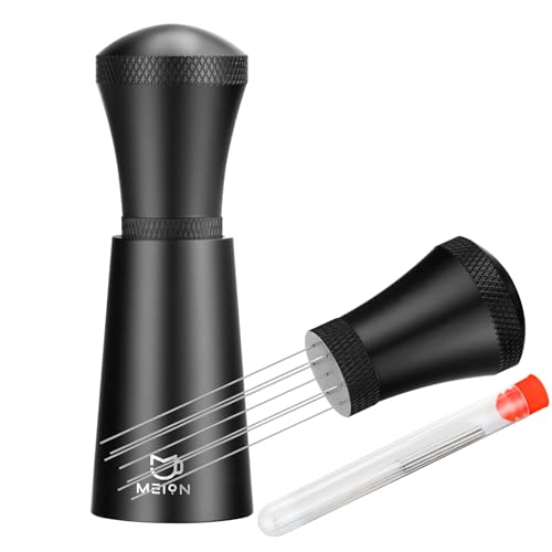 WDT Espresso Distribution Tool Espresso Stirrer Tools for Barista, 0.35mm 7 Needles Espresso Coffee Stirrer with Extra 7 Replaceable Needles, Aluminum Alloy Handle with Stand (Black) - My Kitchen Products