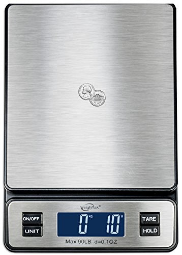 Weighmax W-2809 90 LB X 0.1 OZ Durable Stainless Steel Digital Postal Scale, Shipping Scale With AC adapter, 1 Pack - My Kitchen Products