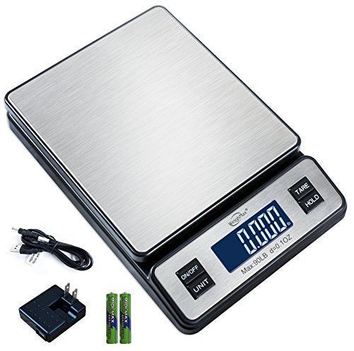 Weighmax W-2809 90 LB X 0.1 OZ Durable Stainless Steel Digital Postal Scale, Shipping Scale With AC adapter, 1 Pack - My Kitchen Products